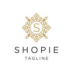 Feminine beauty salon and spa line art monogram shape logo. logo design, icon and letter s logo template.