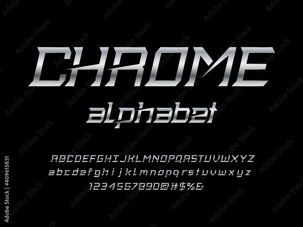 Poster modern display style alphabet design with uppercase, lowercase, numbers and symbols