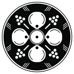 Black and white circle with patterns

