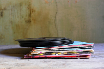 old 45s on a table