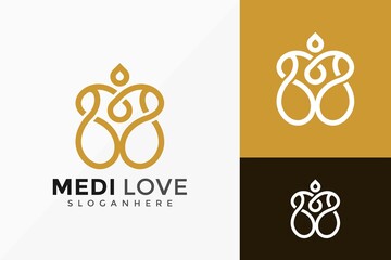 Lotus Meditation and Love Care Logo Design, Minimalist Logos Designs Vector Illustration Template