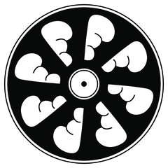 Black and white circle with patterns
