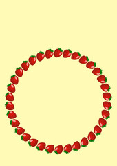 A frame of strawberry berries. Pattern. Vertical illustration.