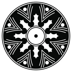 Black and white circle with patterns
