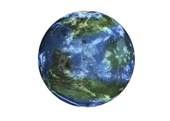 Terraformed habitable fiction Mars planet of solar system in outer space isolated on white. Life on Mars concept. 3d render illustration Elements of the image were furnished by NASA