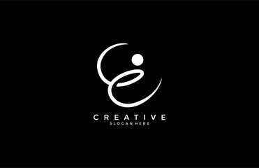 Letter E Logo Abstract Stylish Shape Sharp Design