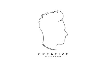 silhouette gentlemen hair for babershop logo