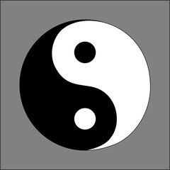 Yin and Yang, the symbol of Tao on a gray background

