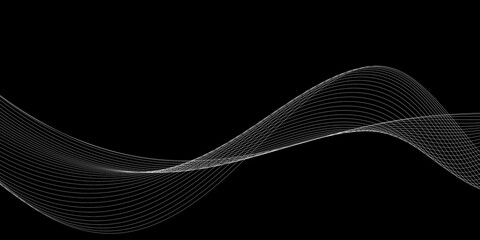 Abstract black background with white wave . Digital future technology concept