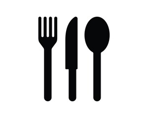 Fork, knife, and spoon icon. Simple flat vector illustration isolated on white background.