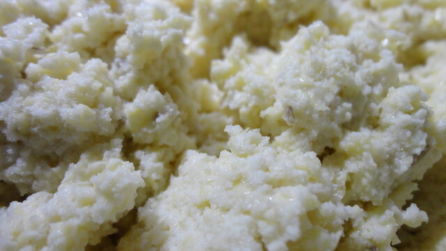 Home made Okara. Vegan food ingredients, Soybean Curd Refuse and tofu lees.