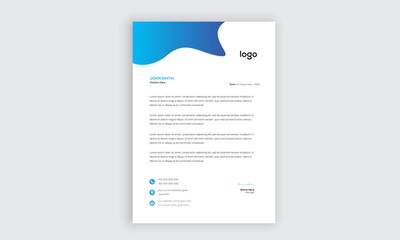  Business style blue letterhead template design