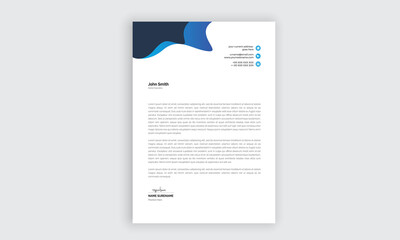  Business style blue letterhead template design