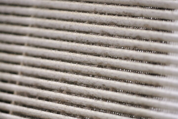 Dirty air ventilation grill of HVAC with clogged filter.