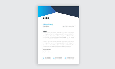  Business style blue letterhead template design