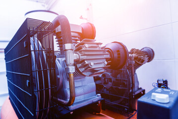 Metal industrial air conditioning vent. HVAC. Ventilation fan background
