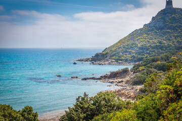 Porto Giunco coastline on a cloudy day