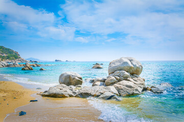 Rocks in Porto Giunco shore in Villasimius