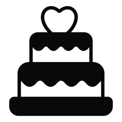 love cake, food black vector simple icon collection for valentine day.