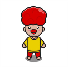 mascot funny clown on april fools day, cute character illustration vector eps 10 on white background