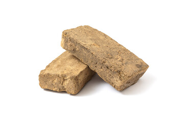 Mud brick on white background