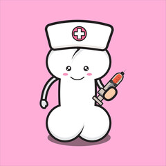 cute bone mascot as a nurse, cute bone mascot character vector eps 10 on white background