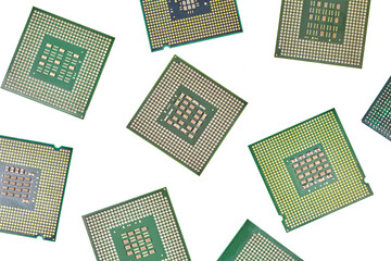 Bunch of CPU, central processor units, isolated background