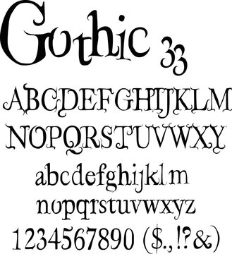 Original gothic font - vector fairy alphabet