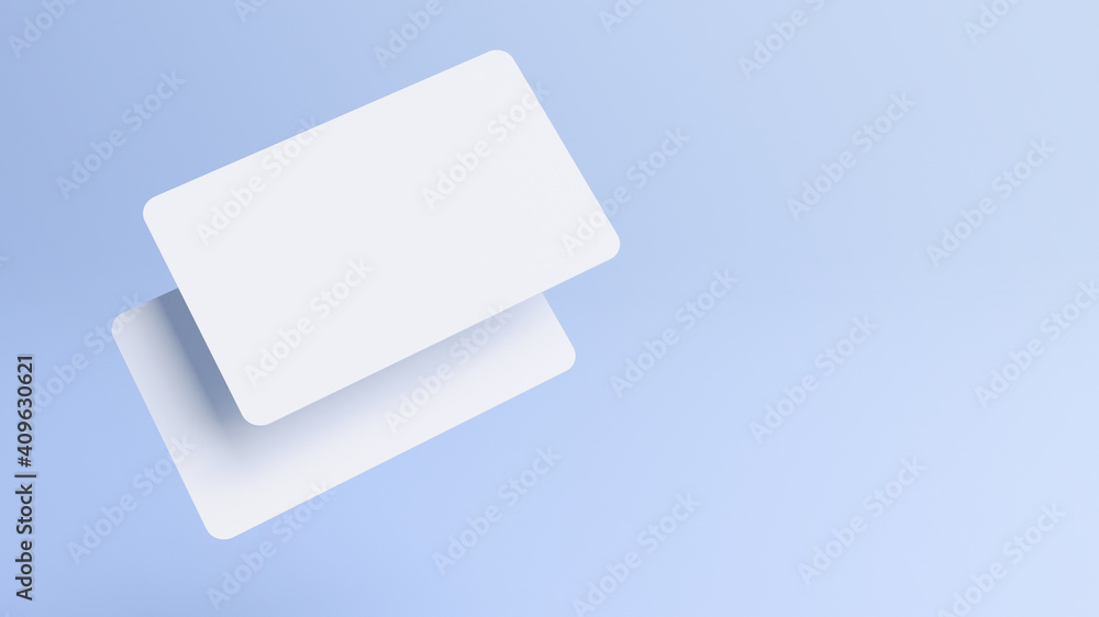 Poster rounded corners business cards mock up for design template. blank credit card mockup front and back 