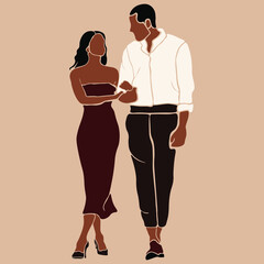 Vector people silhouette. Couple in love. Vector illustration.