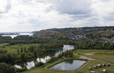 Top view of a small town park