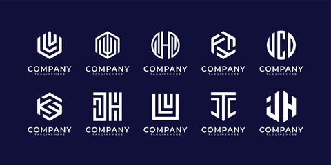 Abstract monogram logo design bundle collection