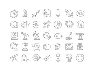 Set of linear icons of Astronomy