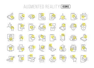 Fototapeta na wymiar Set of linear icons of Augmented Reality