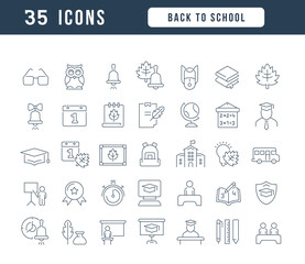 Set of linear icons of Back to School