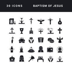 Set of simple icons of Baptism of Jesus