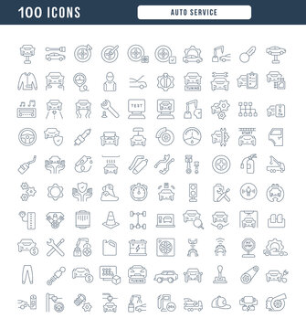 Set of linear icons of Auto Service