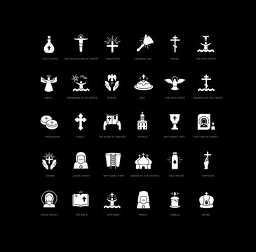 Set of simple icons of Baptism of Jesus