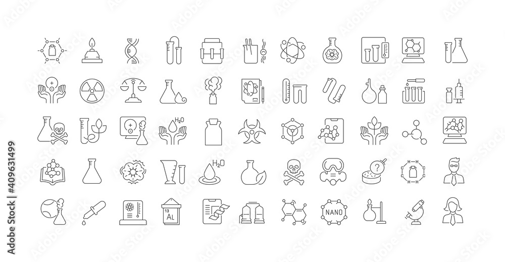 Canvas Prints set of linear icons of chemistry