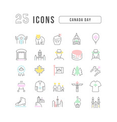 Set of linear icons of Canada Day
