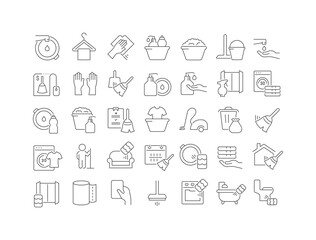 Set of linear icons of Cleaning Service