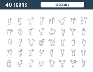 Set of linear icons of Cocktails - obrazy, fototapety, plakaty