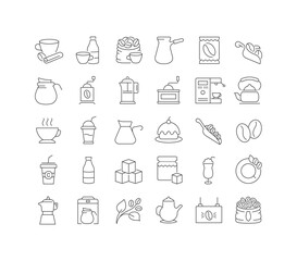 Set of linear icons of Coffee
