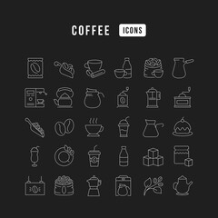 Set of linear icons of Coffee