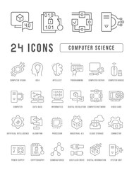 Set of linear icons of Computer Science