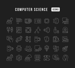 Set of linear icons of Computer Science