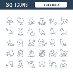 Fototapeta na wymiar Set of linear icons of Food Labels