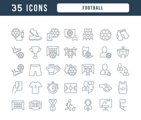 Set of linear icons of Football