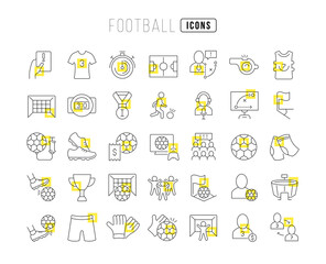 Set of linear icons of Football