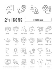 Fototapeta na wymiar Set of linear icons of Football